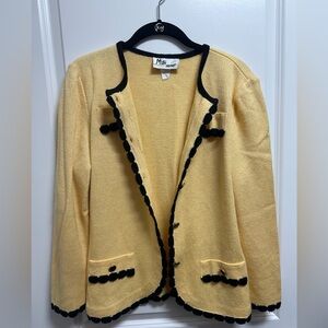 Vintage Mita Sport Yellow and Black Knit Cardigan 4 Petite